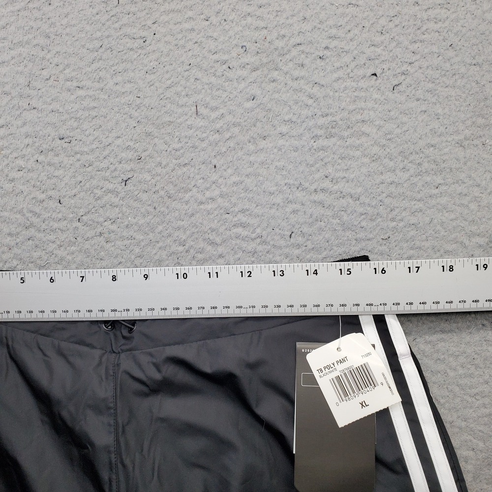 Adidas Track Pants Mens XL Black 3-Stripes Panel Windbreaker Drawstring Waist - Picture 6 of 9